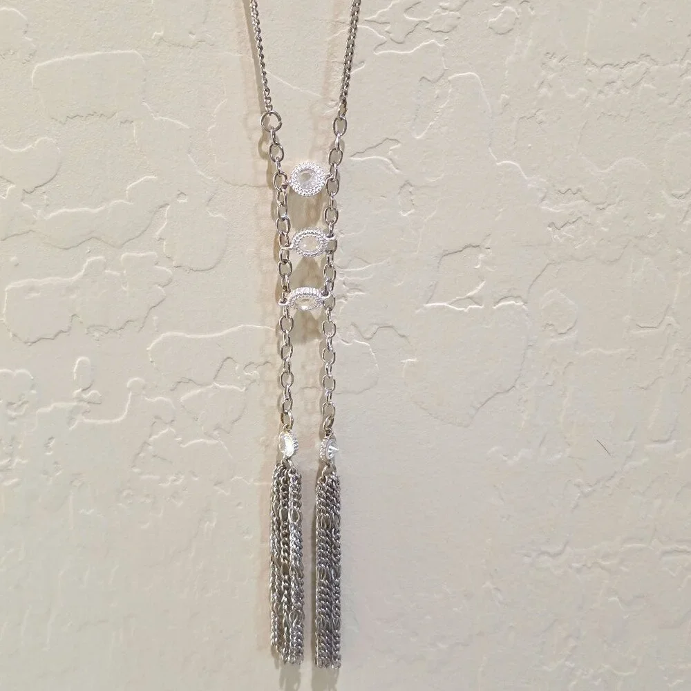 Vintage Silver Tassle Western Style Stone Accents Long 29